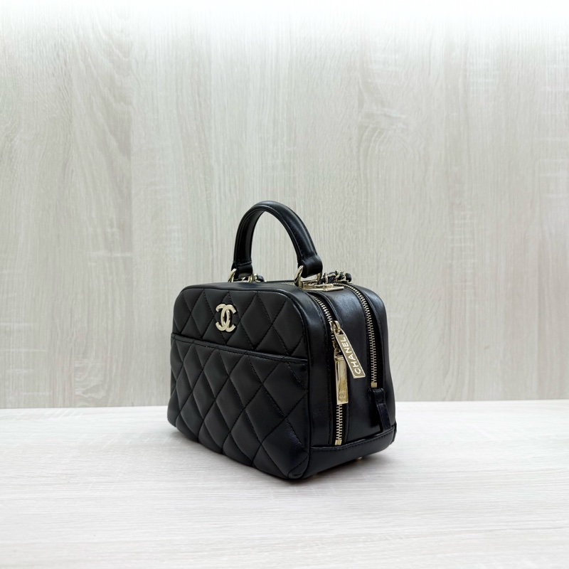 CHANEL黑色羊皮TRENDY CC雙拉鍊相機包AS1627-2