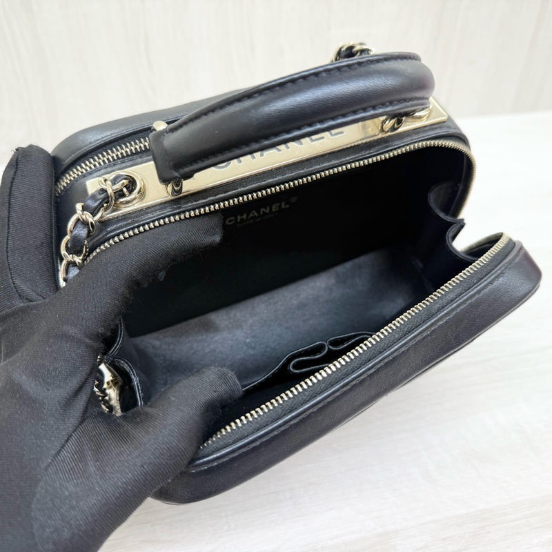 CHANEL黑色羊皮TRENDY CC雙拉鍊相機包AS1627-5