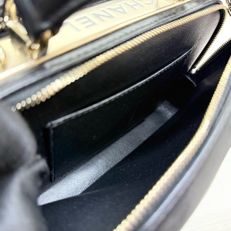 CHANEL黑色羊皮TRENDY CC雙拉鍊相機包AS1627-7