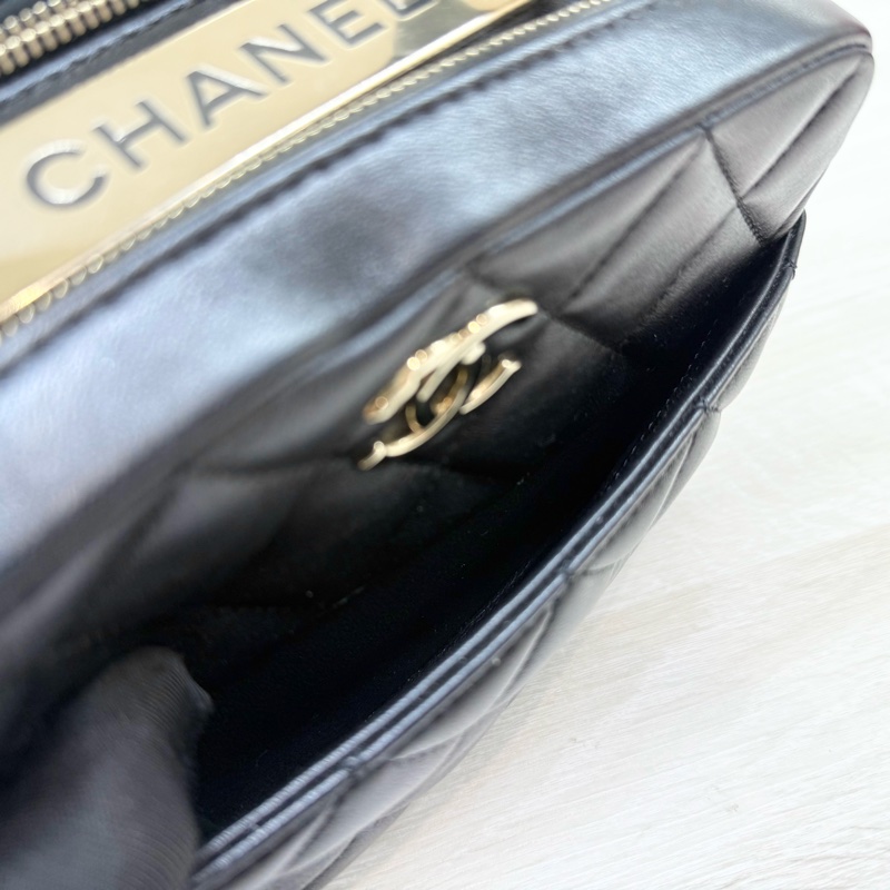 CHANEL黑色羊皮TRENDY CC雙拉鍊相機包AS1627-9