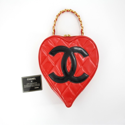 Chanel Vintage 1995 Leather Red Barbie Heart Vanity Handbag