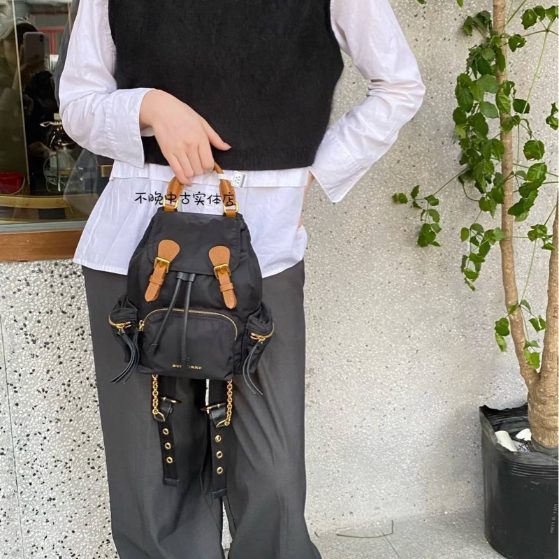 Burberry rucksack 黑金 mini 尼龍 後背包 雙肩包 手提包 肩背包-1