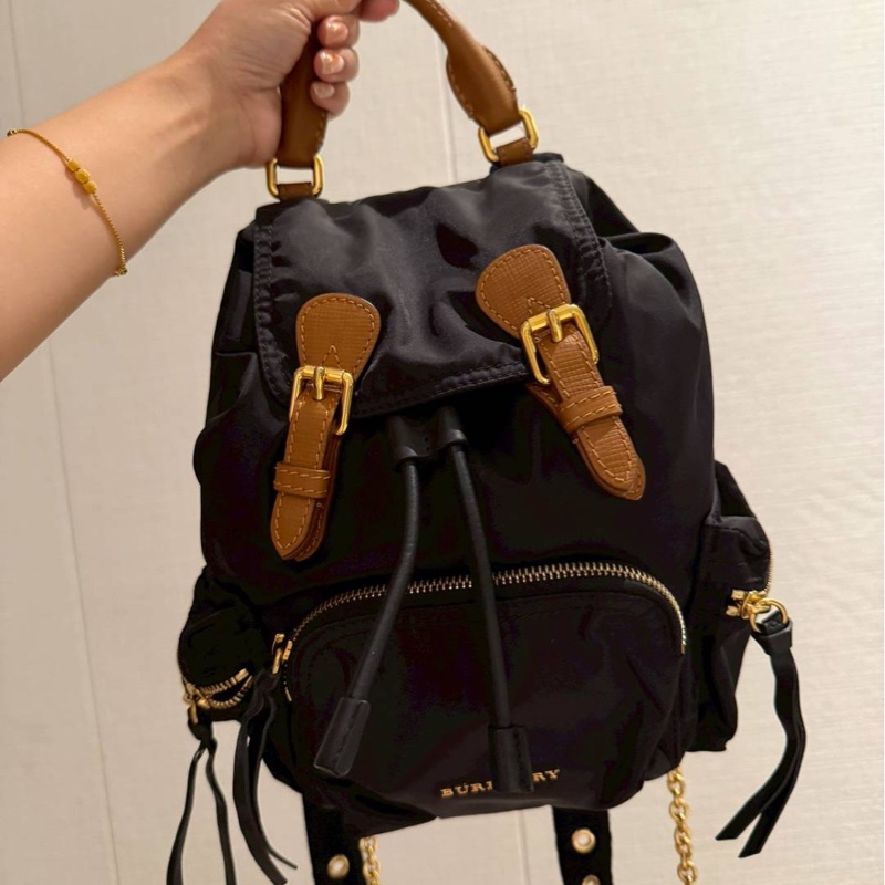 Burberry rucksack 黑金 mini 尼龍 後背包 雙肩包 手提包 肩背包-4