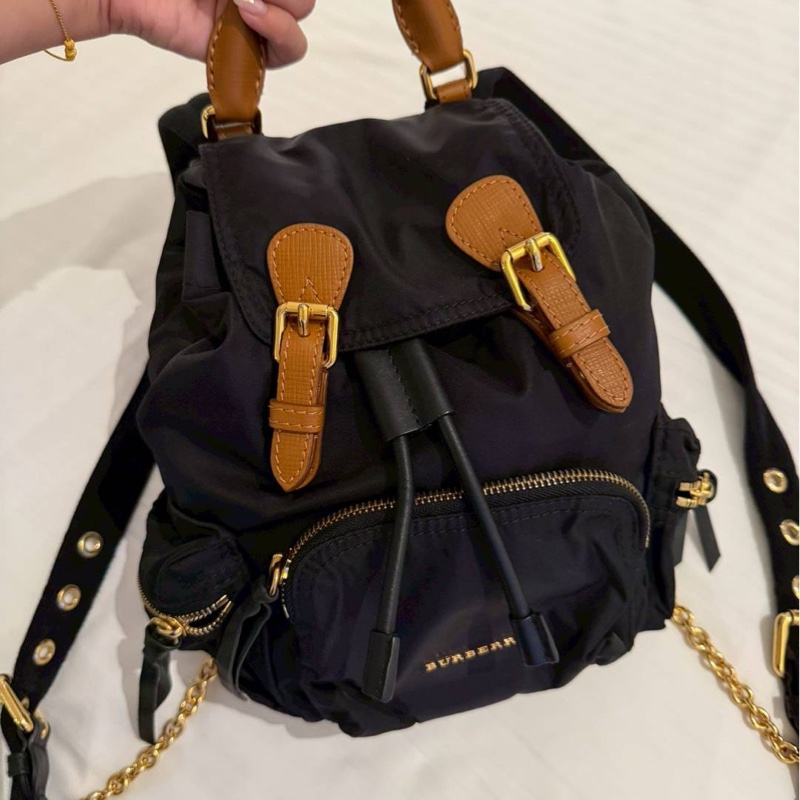 Burberry rucksack 黑金 mini 尼龍 後背包 雙肩包 手提包 肩背包-5