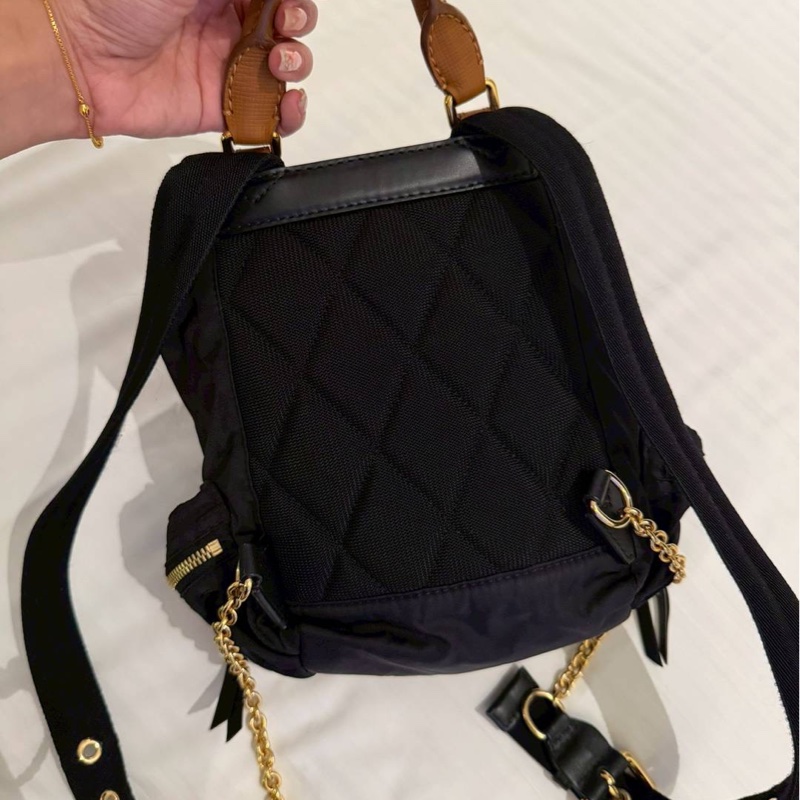 Burberry rucksack 黑金 mini 尼龍 後背包 雙肩包 手提包 肩背包-6