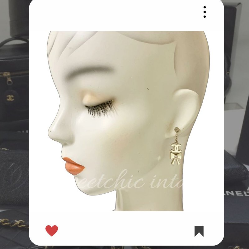 🛍️💖10 月新品上架 🔥 ✨超美新到 !香奈兒 Chanel 金白色絲帶珍珠耳環 🔥 香奈兒熱賣款 香奈兒耳環 CHANEL EARRING-4