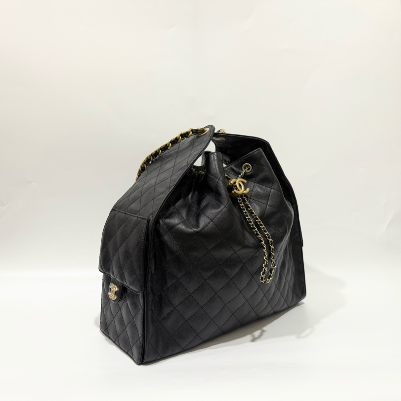 CHANEL黑色金釦牛皮大號25包AS5553-3