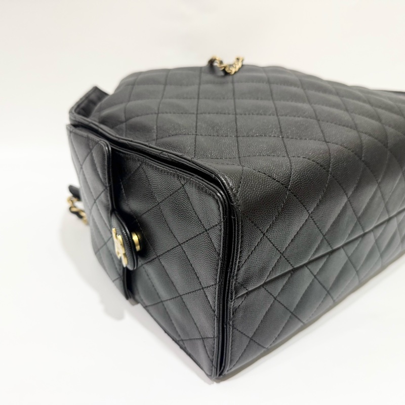 CHANEL黑色金釦牛皮大號25包AS5553-7