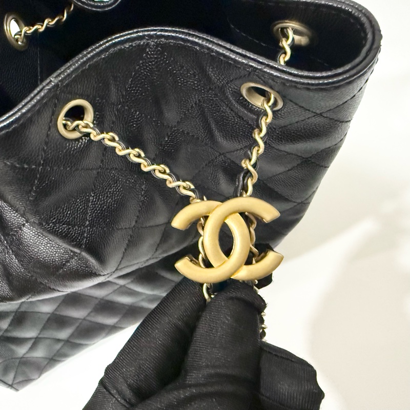 CHANEL黑色金釦牛皮大號25包AS5553-12