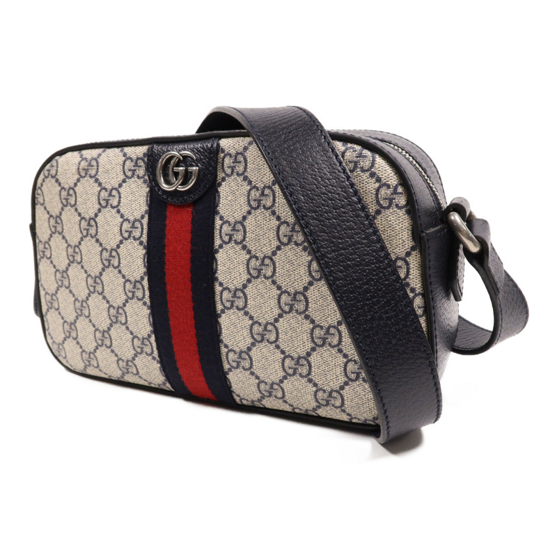 GUCCI 塗層帆布Shoulder Bag銀扣肩背袋-2