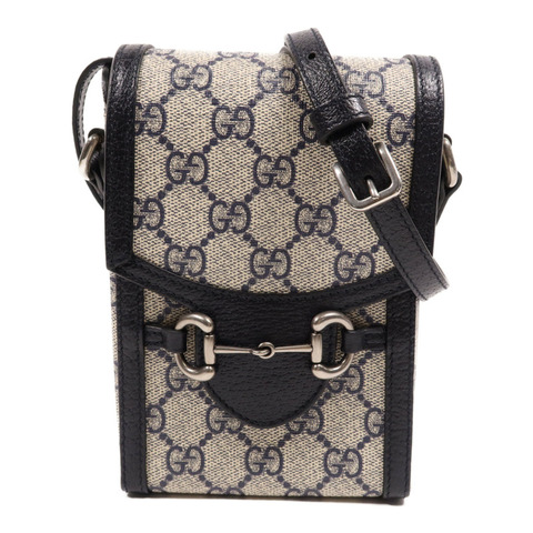 GUCCI 塗層帆布Horsebit 1995 Mini Bag銀扣肩背袋