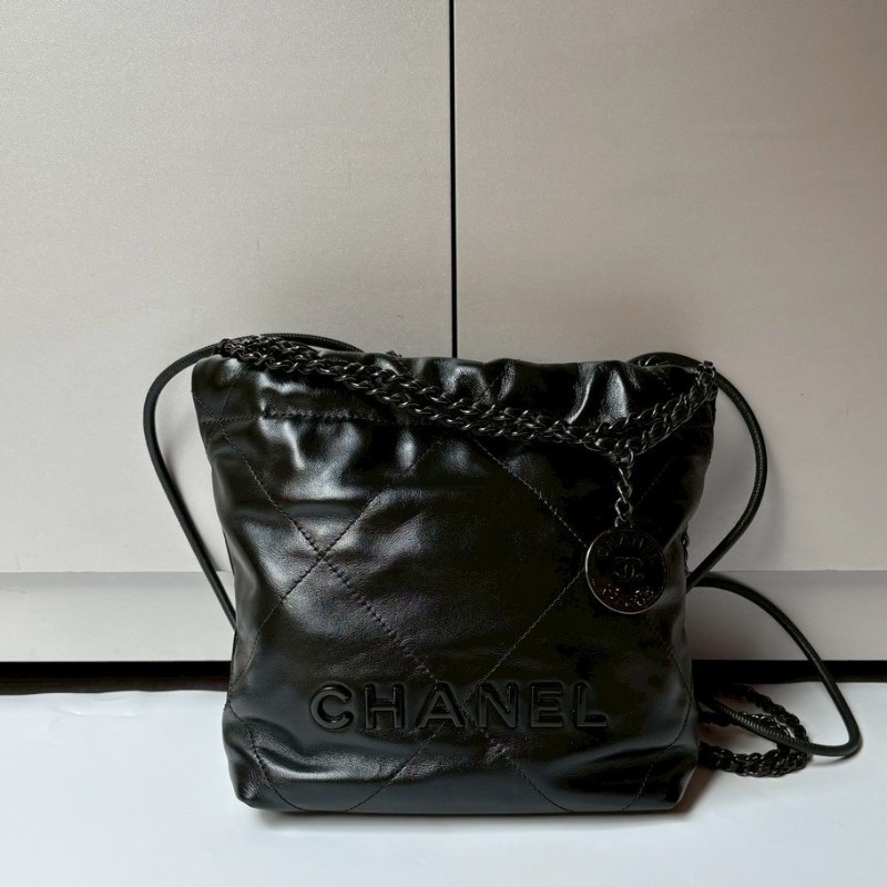 Chanel so black 黑皮黑鍊帶 mini 22包-0