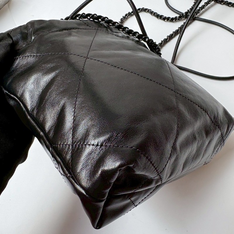 Chanel so black 黑皮黑鍊帶 mini 22包-8