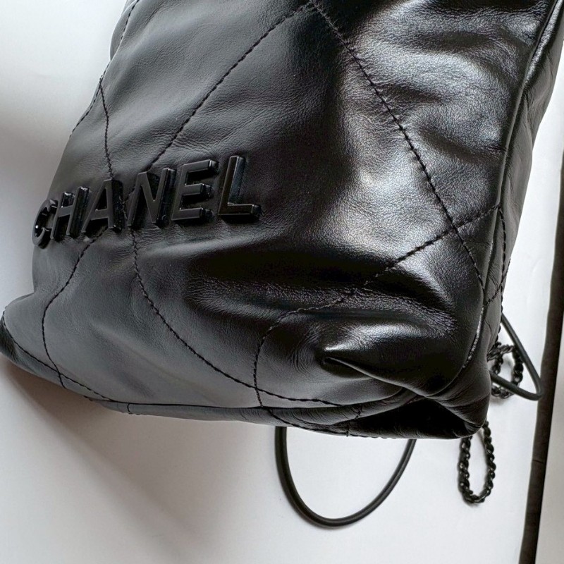 Chanel so black 黑皮黑鍊帶 mini 22包-9