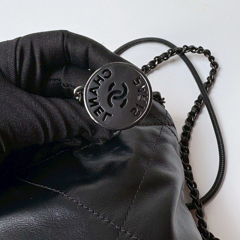 Chanel so black 黑皮黑鍊帶 mini 22包-10