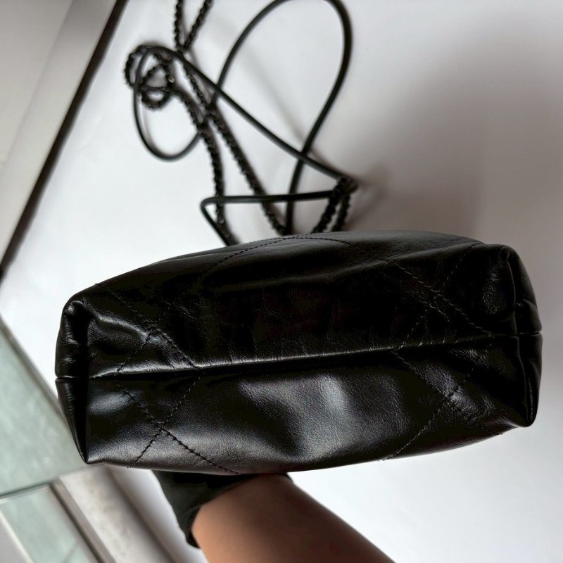 Chanel so black 黑皮黑鍊帶 mini 22包-11