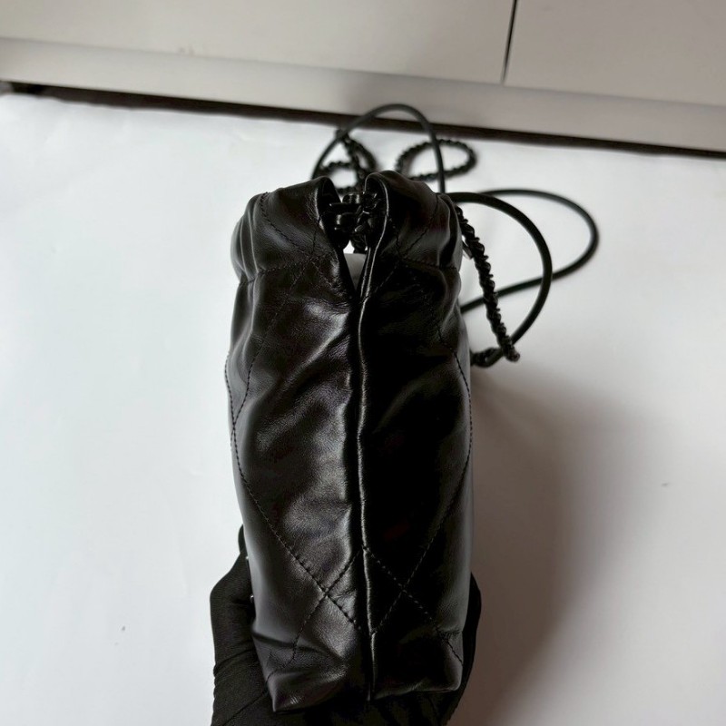 Chanel so black 黑皮黑鍊帶 mini 22包-15