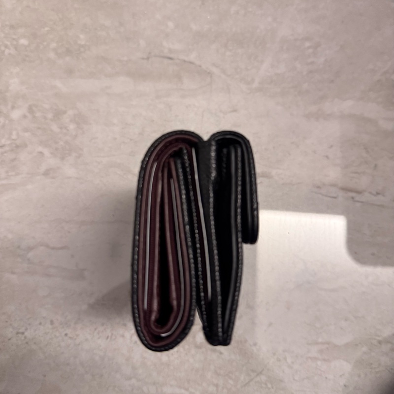 （全新）香奈兒Chanel 經典mini黑色短夾 荔枝牛皮黑金-4