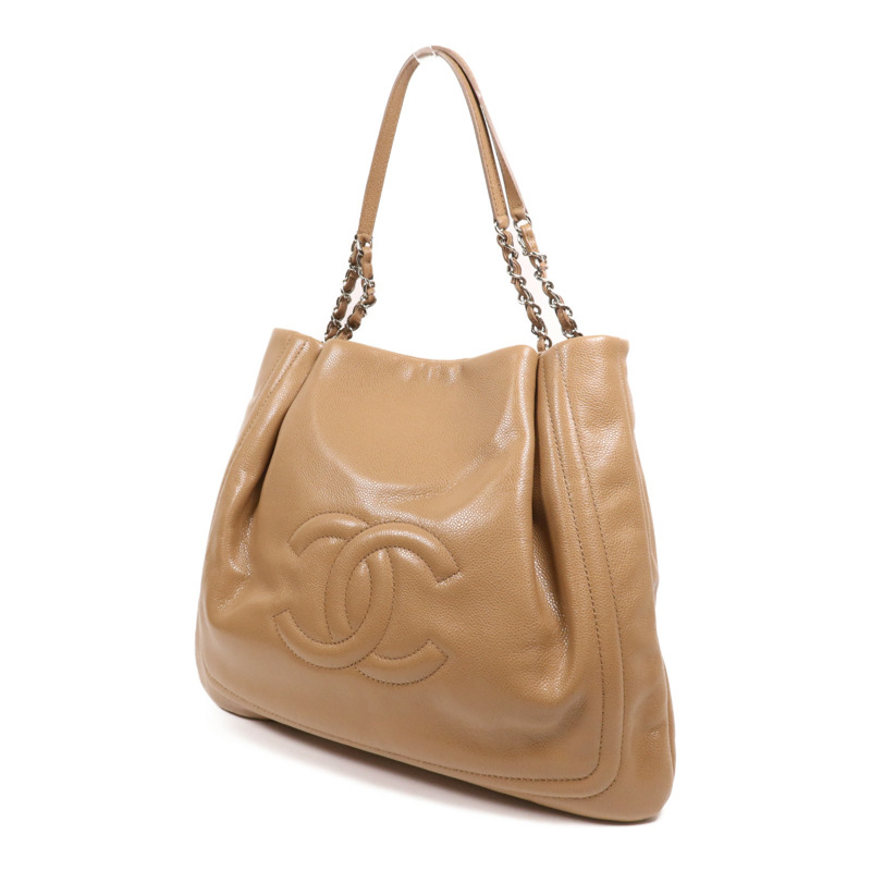 CHANEL 牛皮皮革Timeless Pleated Chain Tote銀扣肩背袋-2