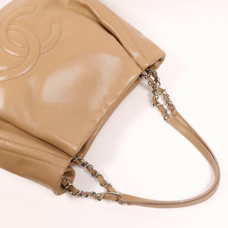 CHANEL 牛皮皮革Timeless Pleated Chain Tote銀扣肩背袋-7