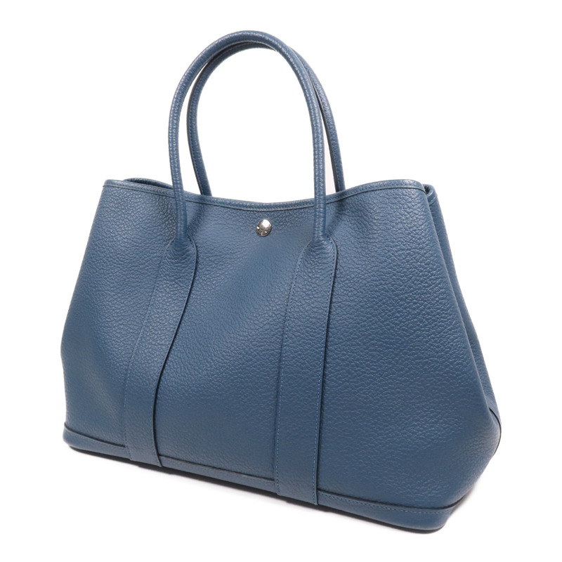 HERMES Negonda皮革Garden Party PM銀扣手挽袋 Bleu Outremer-2