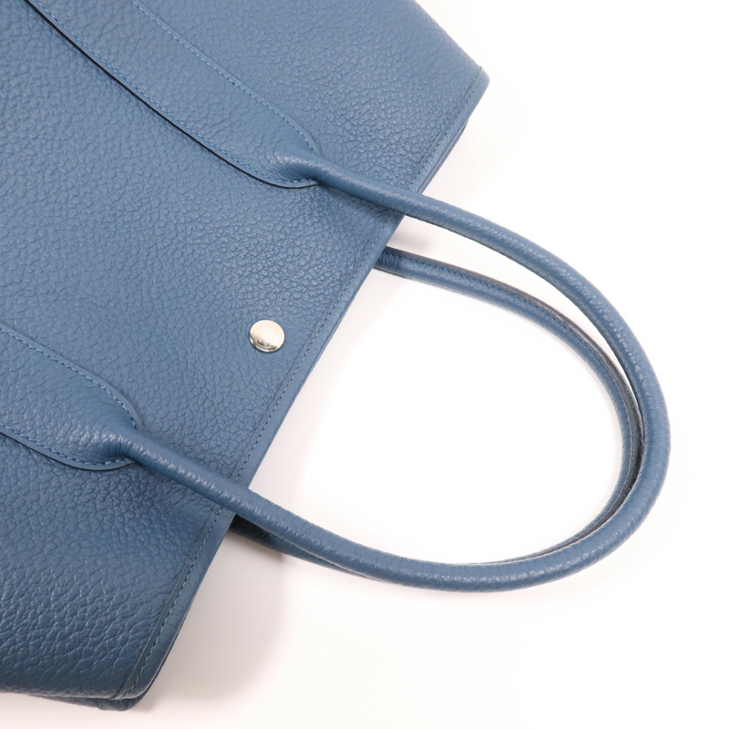 HERMES Negonda皮革Garden Party PM銀扣手挽袋 Bleu Outremer-5