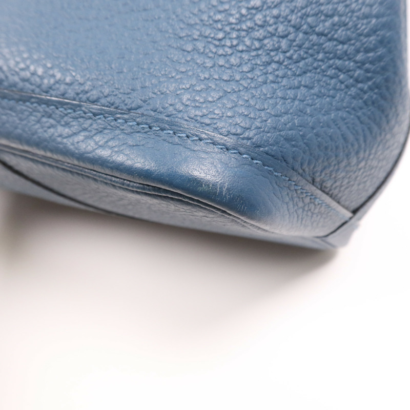 HERMES Negonda皮革Garden Party PM銀扣手挽袋 Bleu Outremer-9