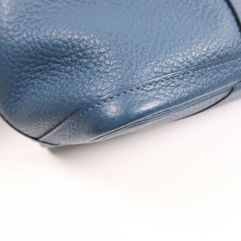 HERMES Negonda皮革Garden Party PM銀扣手挽袋 Bleu Outremer-10