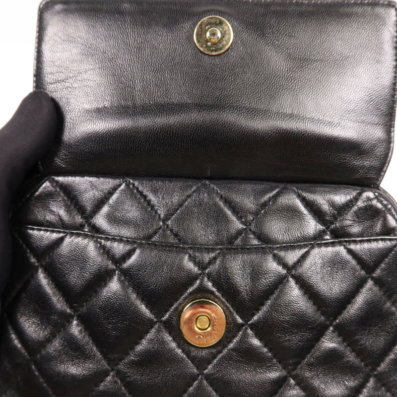 CHANEL 羊皮皮革Chain Shoulder金扣鏈帶肩背袋-8