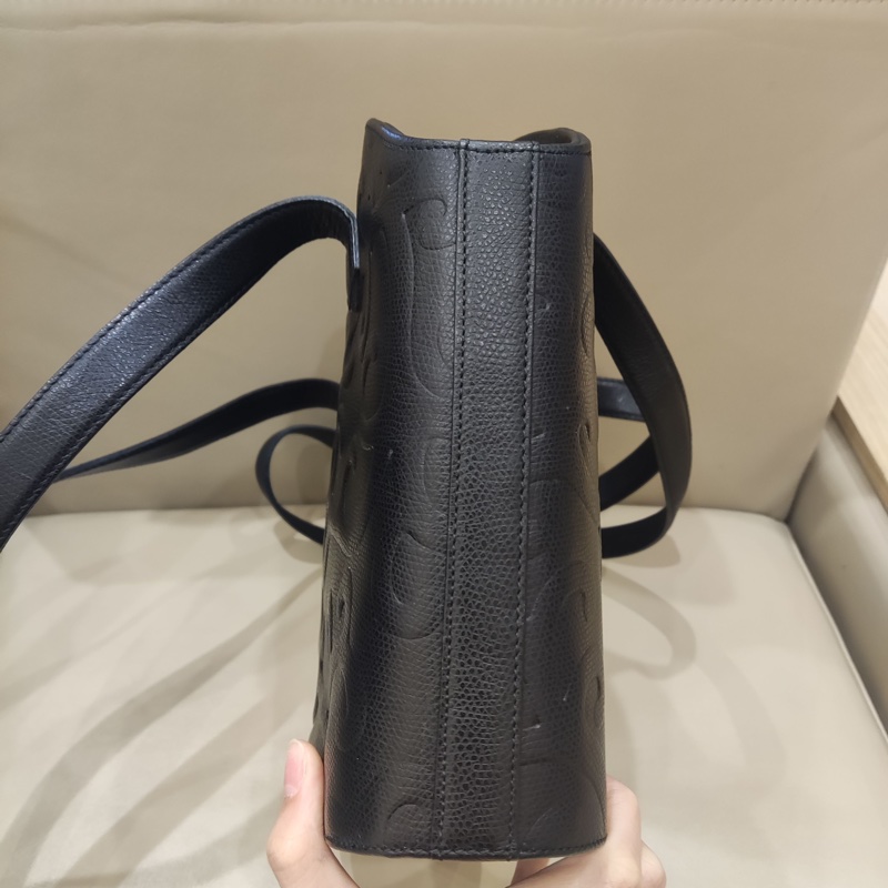 🍁YSL聖羅蘭黑色壓紋單肩貝殼包 子母包 尺寸24.5*22.5*9cm 搭配小卡包-3