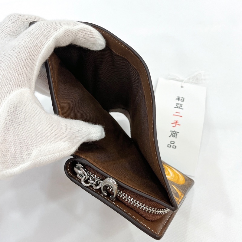 莉亞精品♡Coach 對開短夾 香蕉 二手-10