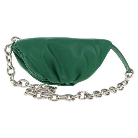 BOTTEGA VENETA 鏈條手拿包 皮革 綠銀 正品 143261M