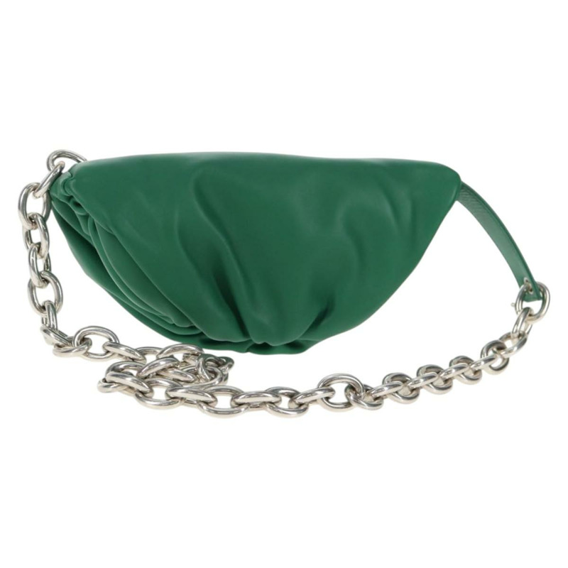 【日本直送】BOTTEGA VENETA 鏈條手拿包 皮革 綠銀 正品 143261M-0