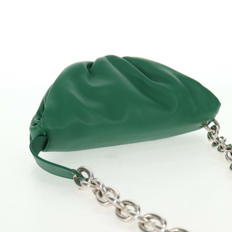 【日本直送】BOTTEGA VENETA 鏈條手拿包 皮革 綠銀 正品 143261M-5