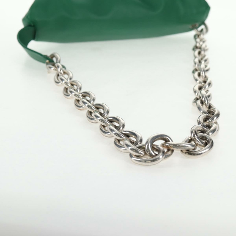 【日本直送】BOTTEGA VENETA 鏈條手拿包 皮革 綠銀 正品 143261M-6