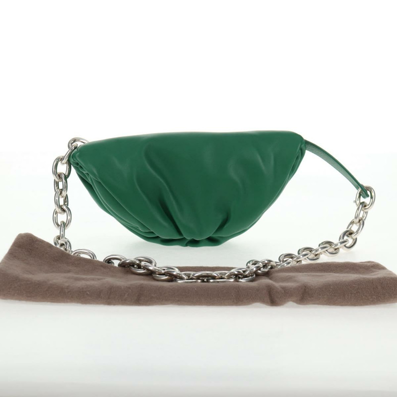 【日本直送】BOTTEGA VENETA 鏈條手拿包 皮革 綠銀 正品 143261M-11