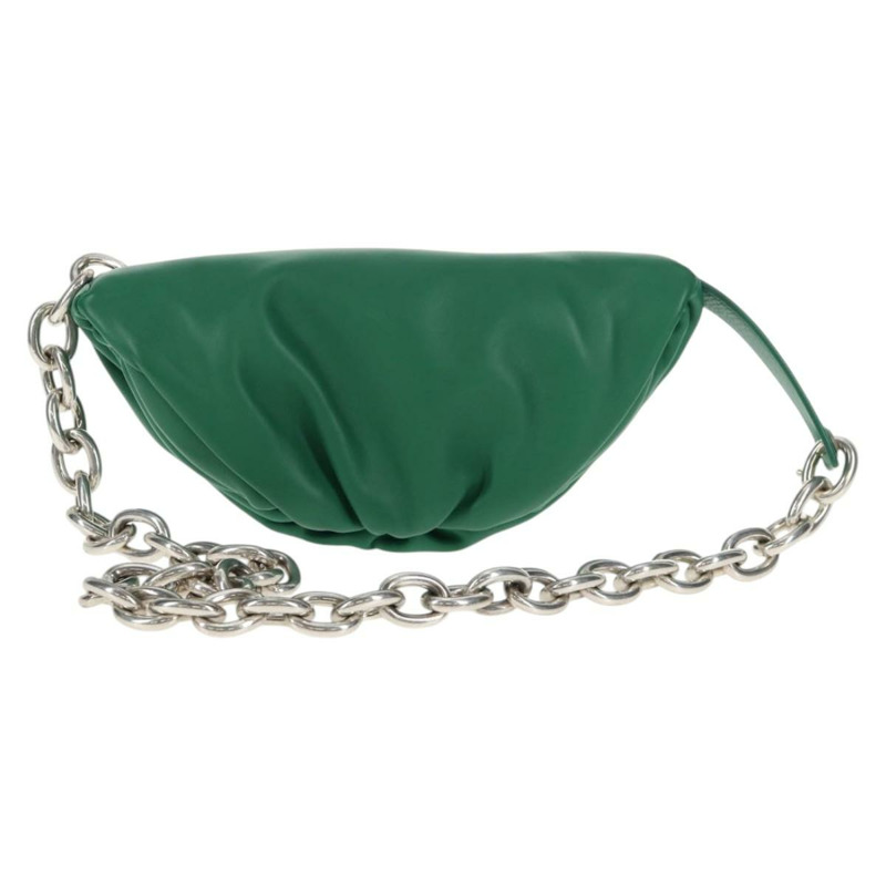 【日本直送】BOTTEGA VENETA 鏈條手拿包 皮革 綠銀 正品 143261M-12