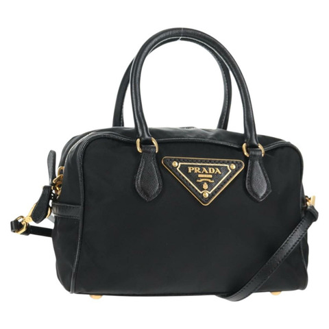 PRADA 手提包 尼龍 2 向 黑色 金色 正品 143157V