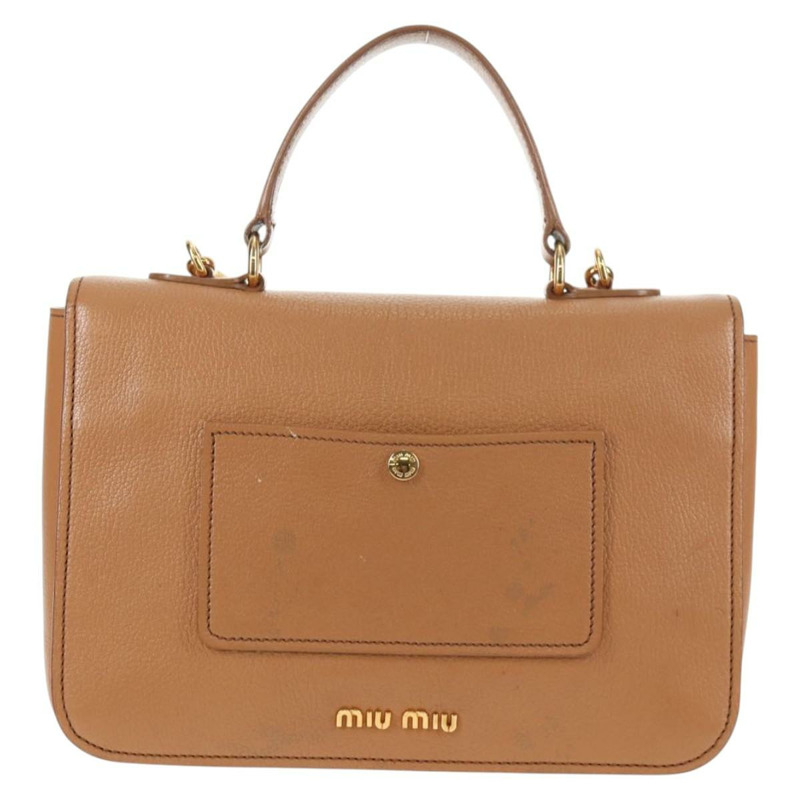 【日本直送】Miu Miu 手提包 皮革 2way 棕色 金色 正品 135322V-1