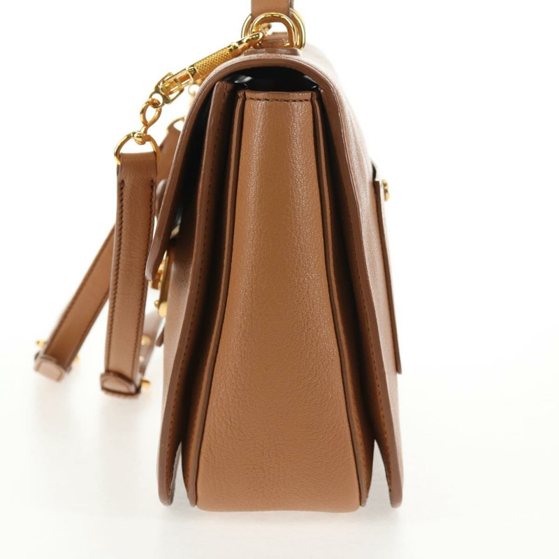 【日本直送】Miu Miu 手提包 皮革 2way 棕色 金色 正品 135322V-4