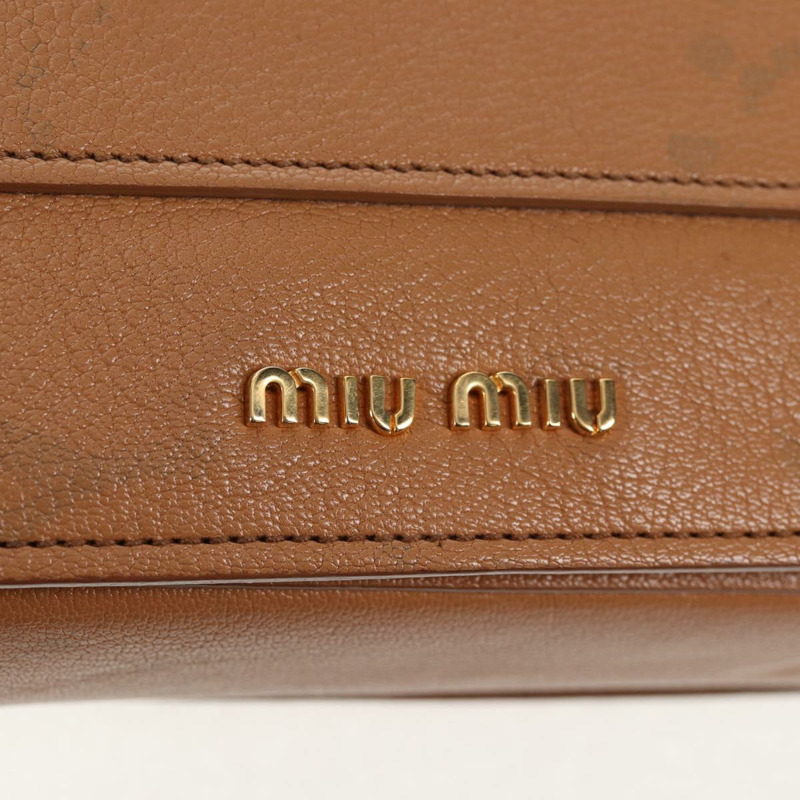 【日本直送】Miu Miu 手提包 皮革 2way 棕色 金色 正品 135322V-23