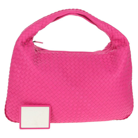 BOTTEGA VENETA INTRECCIATO Hobo 肩背包 皮革 粉紅色 銀色 正品 143824V