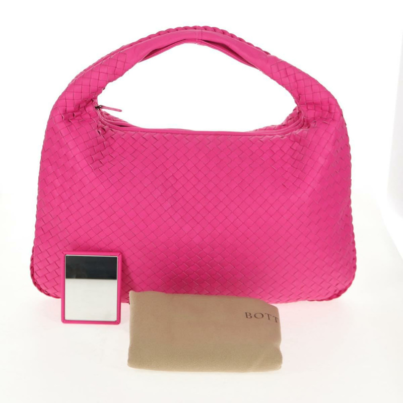 【日本直送】BOTTEGA VENETA INTRECCIATO Hobo 肩背包 皮革 粉紅色 銀色 正品 143824V-11