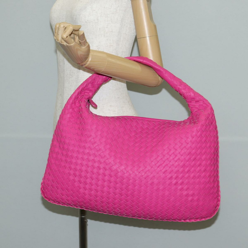 【日本直送】BOTTEGA VENETA INTRECCIATO Hobo 肩背包 皮革 粉紅色 銀色 正品 143823V-22