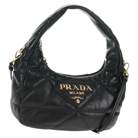 PRADA 手提包 皮革 2 款 黑色 金色 正品 128189M