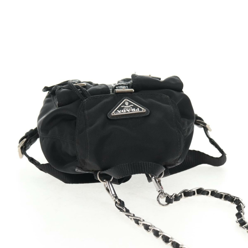 【日本直送】PRADA 鏈條單肩包 尼龍 黑色 銀色 正品 128179M-5