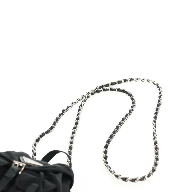 【日本直送】PRADA 鏈條單肩包 尼龍 黑色 銀色 正品 128179M-14