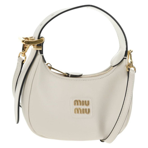 Miu Miu 手提包 皮革 2way 白金色 正品 128194M