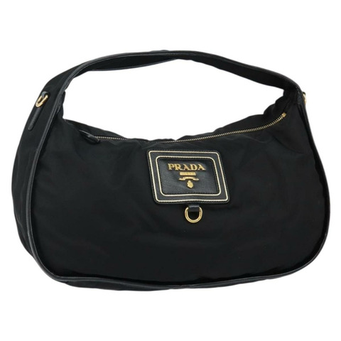PRADA 單肩包 尼龍 黑金 正品 128908