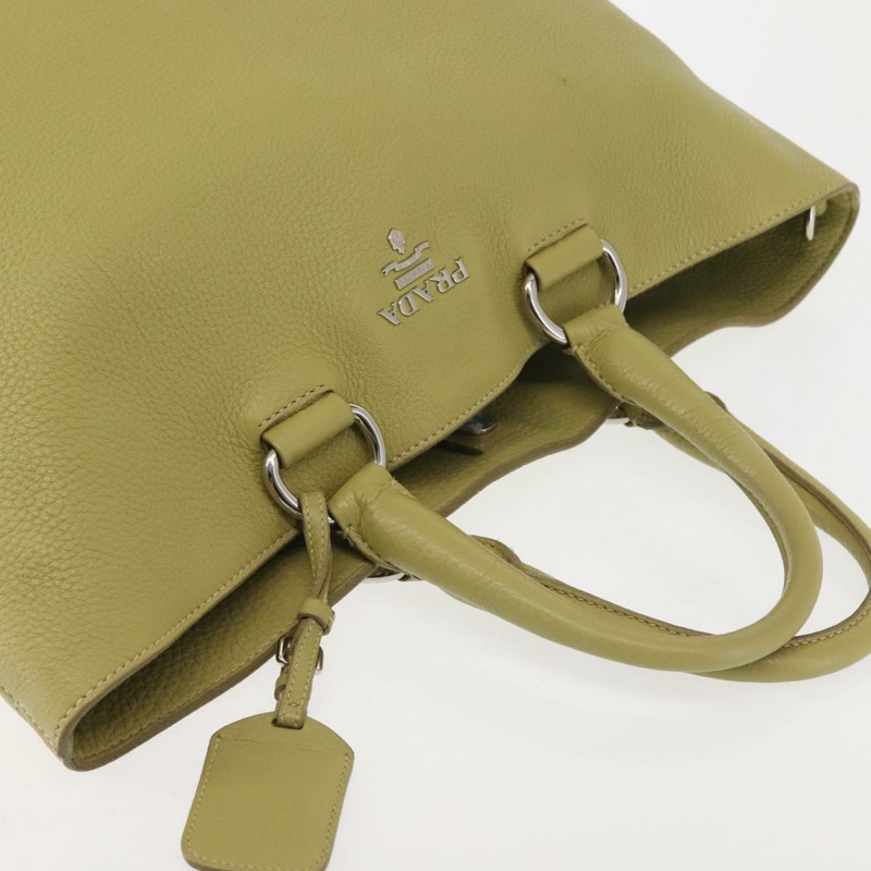 【日本直送】PRADA 手提包 皮革 綠金色 正品 bs29596-6